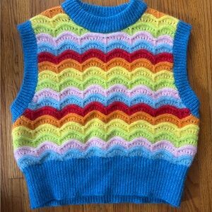 Zara Multicolor Wave Pattern Sweater Vest